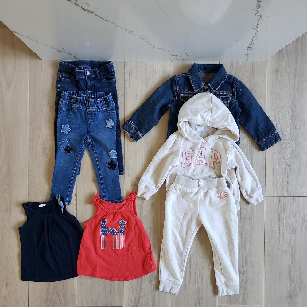 Baby Gap Summer Bundle Girls 2T Hoodie Jacket Jeans Tank T-Shirt Multicolor 7Pc